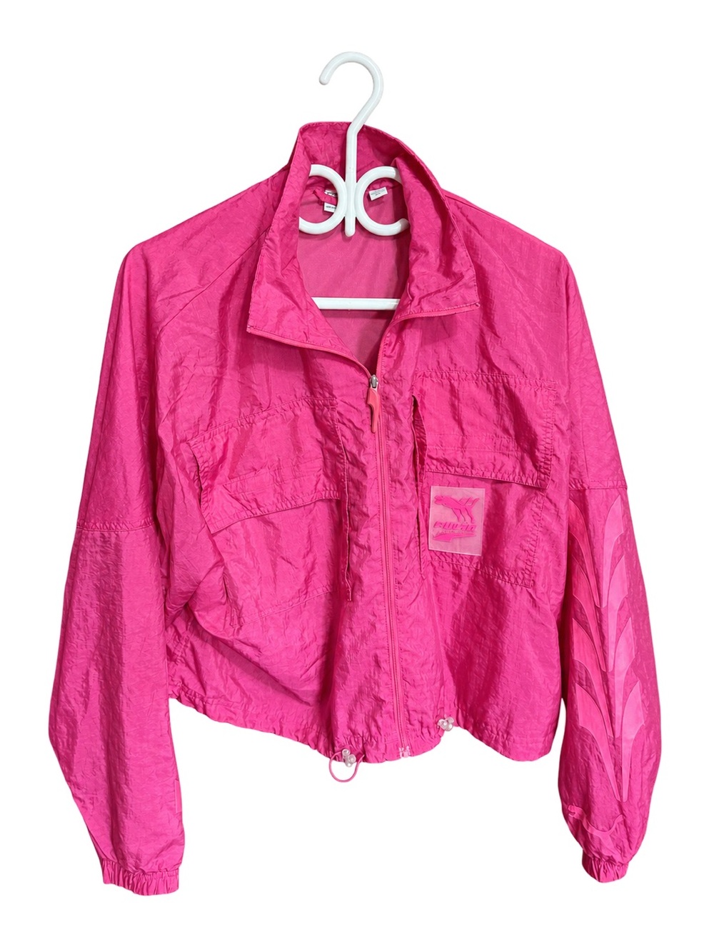 PUMA Hot Pink Cropped Windbreaker Jacket 2019/2020 Y2K Look